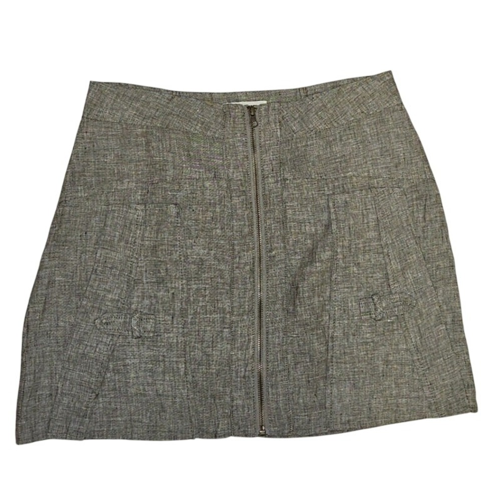 4our Dreamers Linen Mini Skirt Zip Front Utility Pockets Beige S Summer Boho